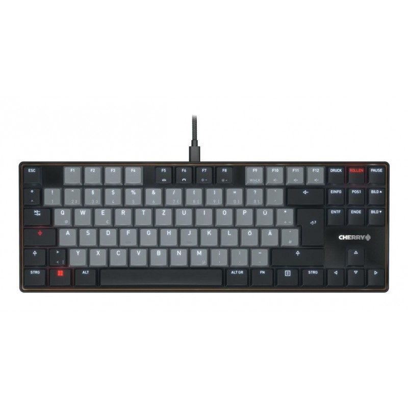 Cherry KC 500 MX LP TKL, Sans clé 80 - 87%, Avec fil, USB, Clavier mécanique, QWERTZ, Noir, Gris