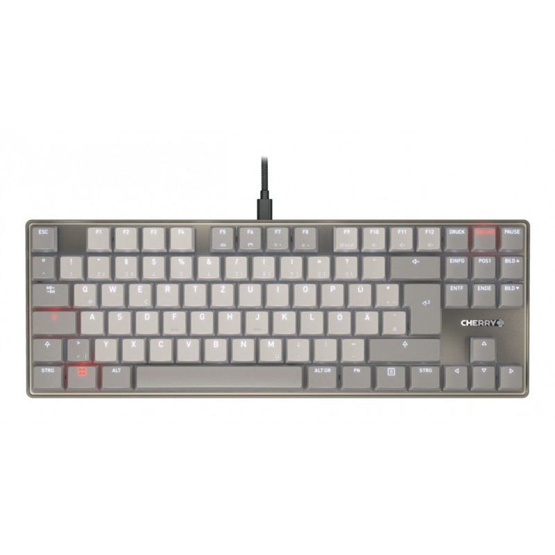 Cherry KC 500 MX LP TKL, Sans clé 80 - 87%, Avec fil, USB, Clavier mécanique, QWERTZ, Gris