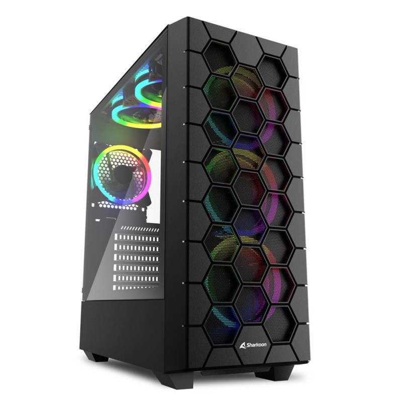 Sharkoon RGB HEX, Bureau, PC, Noir, ATX, micro ATX, Mini-ITX, Gaming, Multi