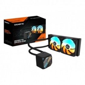 Gigabyte GAMING 240 Refroidisseur Liquide pour CPU - 2x120mm Ventilateurs ARGB, mécanisme d’emboîtement coulissant, DAISY-CHAIN, Compatible Intel LGA 1851 et AMD AM5, Refroidisseur de liquide tout-en-un, 12 cm, Noir