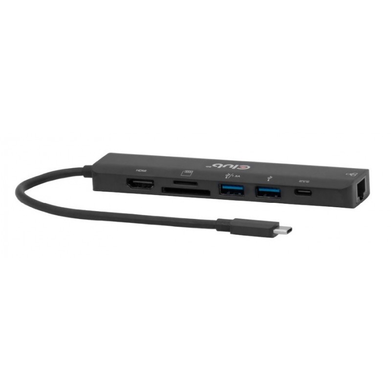 Club 3D CSV-2553, USB Type-C, HDMI, RJ-45, USB 2.0 Type-A, USB Type-C, MicroSD , SD, 5000 Mbits, 60 Hz, 3840 x 2160