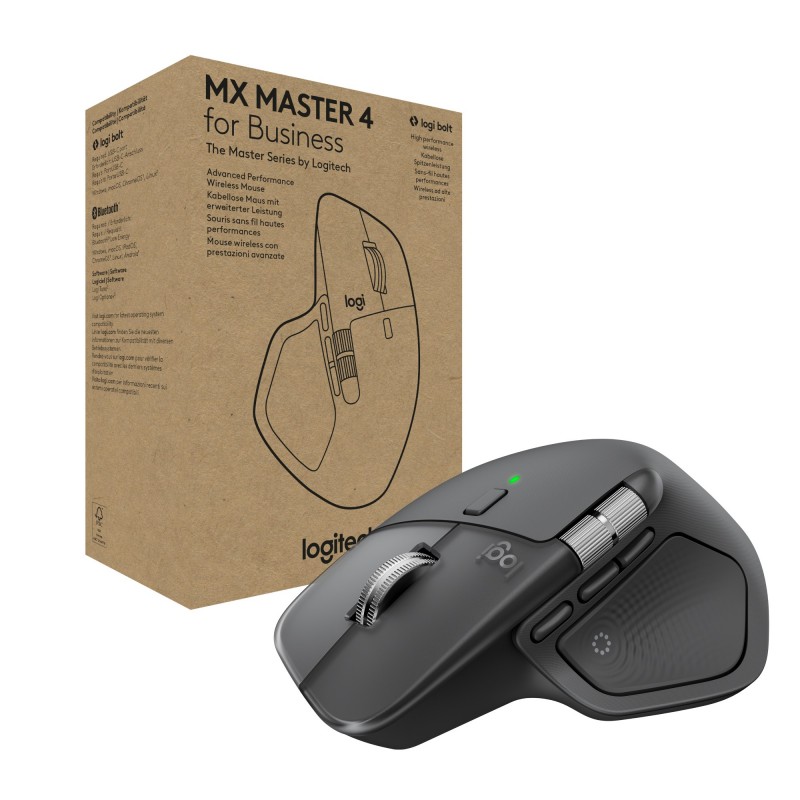 Logitech MX Master 4 for Business - Graphite, Droitier, Laser, RF sans fil + Bluetooth, 8000 DPI, Graphite