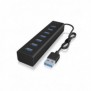 ICY BOX IB-HUB1700-U3, USB 3.2 Gen 1 3.1 Gen 1 Type-A, USB 3.2 Gen 1 3.1 Gen 1 Type-A, 5000 Mbits, Noir, Aluminium, Access, Énergie