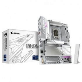 Gigabyte B860 AORUS ELITE WIFI7 ICE Carte mère - Processeurs Intel Core Ultra, VRM 14+1+2+1 phases, jusqu'à 9200MHz DDR5, 1xPCIe 5.0 + 2xPCIe 4.0 M.2, LAN 2,5 GbE, WIFI 7, USB 4, Intel, LGA 1851 Socket V1, Intel Core Ultra série 1, Intel Core Ultra
