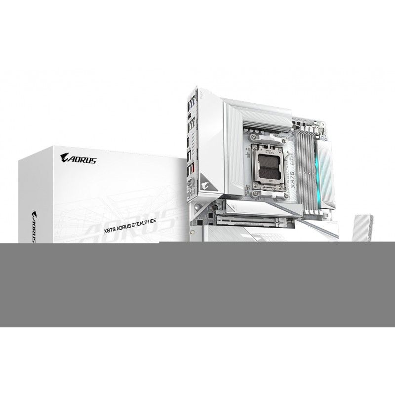 Gigabyte X870 AORUS STEALTH ICE Carte Mère – Prend en charge les processeurs AMD Ryzen 9000, VRM numérique 16+2+2 phases, jusqu’à 8200 MHz DDR5 , 2 x PCIe 5.0 + 2 x PCIe 4.0, Wi-Fi 7, LAN 5 GbE, USB 4, AMD, Emplacement AM5, AMD Ryzen 7000 Series