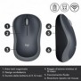 Logitech M185, Ambidextre, Optique, RF sans fil, 1000 DPI, Gris