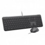 Logitech 920-013343, Avec fil, USB, Commutateur de touche « ciseaux », QWERTZ, Graphite, Souris incluse
