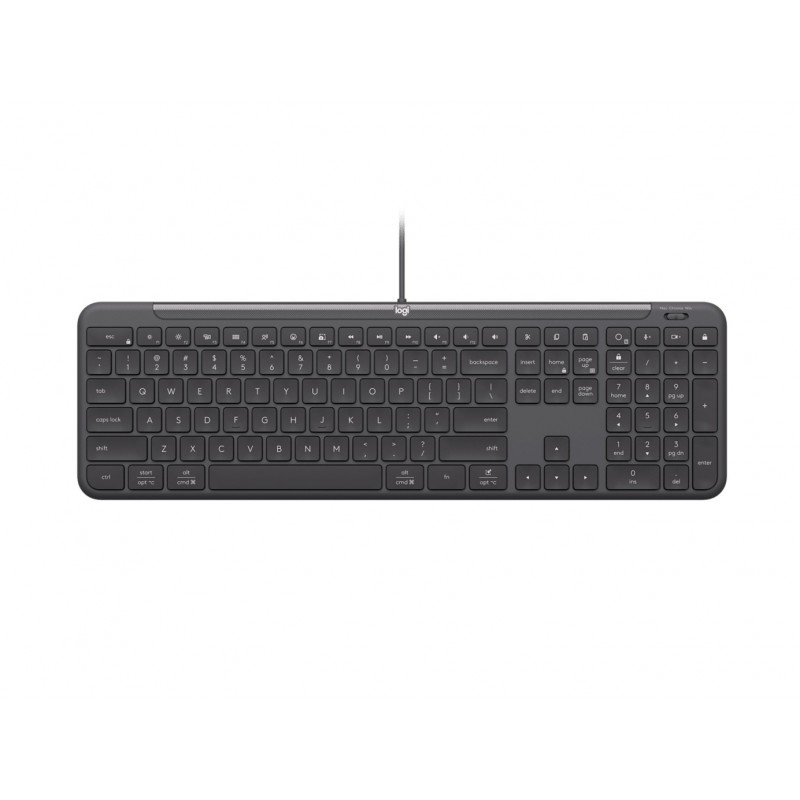 Logitech Signature Slim Wired K620 For Business, Taille réelle 100 %, Avec fil, USB, Commutateur de touche « ciseaux », QWERTZ, Graphite