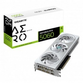 Gigabyte GeForce RTX 5060 AERO OC 8G Carte Graphique - 8GB GDDR7, 128bit, PCI-E 5.0, 2595 MHz Fréquence du cœur, 3 x DisplayPort, 1 x HDMI, GV-N5060AERO OC-8GD, GeForce RTX 5060, 8 Go, GDDR7, 128 bit, 7680 x 4320 pixels, PCI Express 5.0