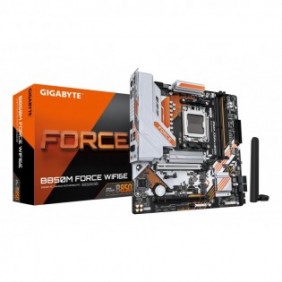 Gigabyte B850M FORCE WIFI6E Carte Mère – Compatible avec les processeurs AMD Ryzen série 9000, VRM numérique 8+2+2 phases, jusqu’à 9600 MHz DDR5 , 1 x M.2 PCIe 5.0 + 2 x M.2 PCIe 4.0, Wi-Fi 6E, LAN 2.5 GbE, USB 3.2 Gen 2, AMD, Emplacement AM5, AMD