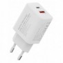 DIGITUS Chargeur USB 20W, 1x USB-C, 1x USB-A, Intérieure, Secteur, Blanc