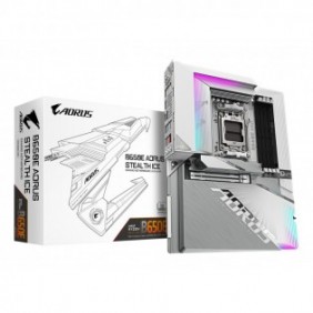 Gigabyte B650E AORUS STEALTH ICE Carte mère - AMD Ryzen série 9000, VRM 12+2+2 phases, jusqu'à 8000 MHz DDR5 , 1xPCIe 5.0 + 2xPCIe 4.0 M.2, LAN 2,5 GbE, WIFI 7, USB 3.2 Gen 2x2, AMD, Emplacement AM5, AMD Ryzen 7000 Series, AMD Ryzen 8000 Series, AMD