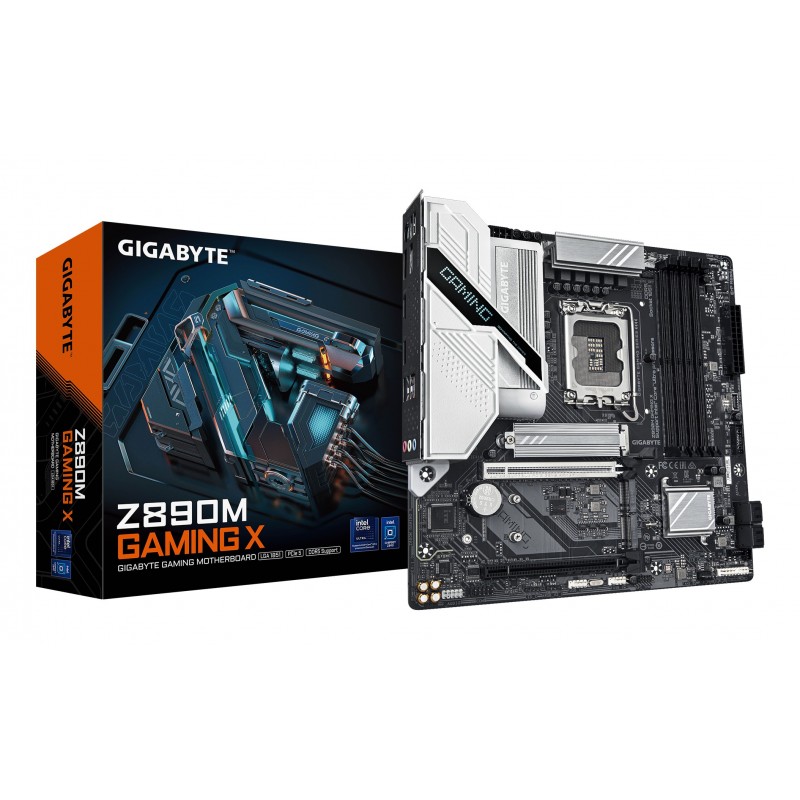 Gigabyte Carte mère Z890M GAMING X - Prend en charge les processeurs Intel Core Ultra Série 2, VRM à 8+1+2 phases, jusqu'à 8800MHz DDR5 , 1xPCIe 5.0 + 2xPCIe 4.0, LAN 2.5GbE, USB 3.2 Gen 1, Intel, LGA 1851 Socket V1, Intel Core Ultra Series 2, LGA