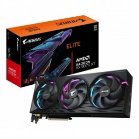Gigabyte AORUS Radeon RX 9070 XT ELITE 16G Carte Graphique - 16 Go GDDR6, 256 bits, PCI-E 5.0, 3100 MHz Fréquence du Cœur, 2 x DisplayPort, 2 x HDMI, GV-R9070XTAORUS E-16GD, Radeon RX 9070 XT, 16 Go, GDDR6, 256 bit, 7680 x 4320 pixels, PCI Express 5.0