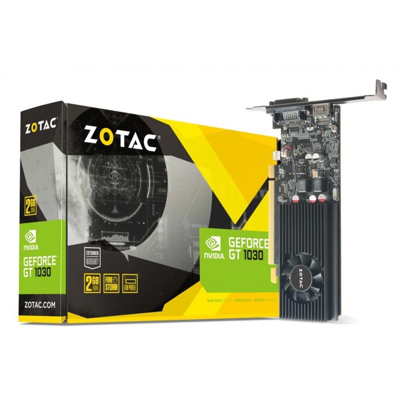 ZOTAC ZT-P10300A-10L, GeForce GT 1030, 2 Go, GDDR5, 64 bit, 6000 MHz, PCI Express 3.0
