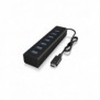 ICY BOX IB-HUB1700-C3, USB 3.2 Gen 1 3.1 Gen 1 Type-C, USB 3.2 Gen 1 3.1 Gen 1 Type-A, 5000 Mbits, Noir, Aluminium, 0,4 m