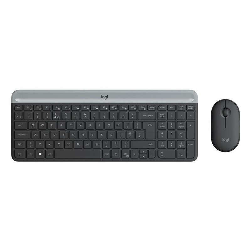 Logitech 920-009188, Taille réelle 100 %, Sans fil, RF sans fil, QWERTZ, Graphite, Souris incluse