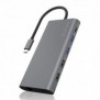 ICY BOX IB-DK4050-CPD, Avec fil, USB 3.2 Gen 1 3.1 Gen 1 Type-C, 100 W, 10,100,1000 Mbits, Anthracite, MicroSD , SD