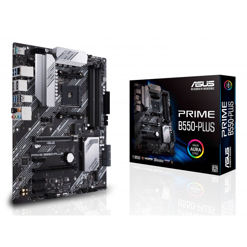 ASUS PRIME B550-PLUS, AMD, Emplacement AM4, AMD Ryzen 3000 Series, Emplacement AM4, DDR4-SDRAM, 128 Go
