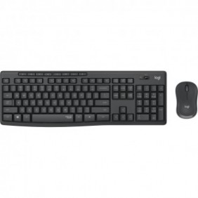Logitech MK295 Silent, Taille réelle 100 %, Avec fil, RF sans fil, QWERTZ, Graphite, Souris incluse