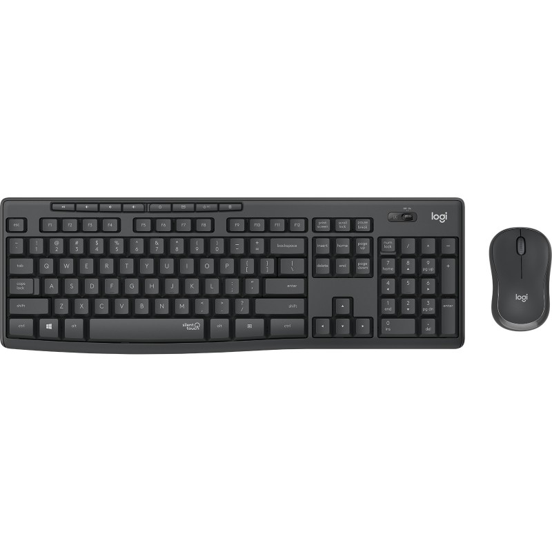 Logitech MK295 Silent, Taille réelle 100 %, Avec fil, RF sans fil, QWERTZ, Graphite, Souris incluse
