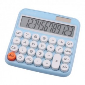 Genie 612 B, Bureau, Calculatrice basique, 12 chiffres, Affichage inclinable, BatterieSolaire, Bleu