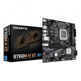 Gigabyte B760M H V2 Carte Mère - Prend en charge les processeurs Intel Core 14e génération, VRM numérique 5+1+1 phases, jusqu’à 8000MHz DDR5 O.C., 1xPCIe 4.0 M.2, LAN 1GbE, USB 3.2 Gen1, Intel, LGA 1700, Intel® Celeron®, Intel Core i3 12th Gen