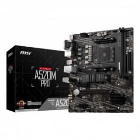 MSI A520M PRO, AMD, Emplacement AM4, AMD Ryzen 3000 Series, DDR4-SDRAM, 64 Go, DIMM