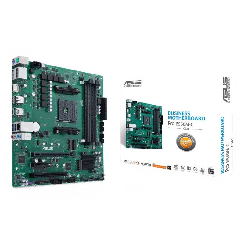 ASUS PRO B550M-CCSM, AMD, Emplacement AM4, AMD Athlon, AMD Ryzen 3000 Series, DDR4-SDRAM, 128 Go, DIMM