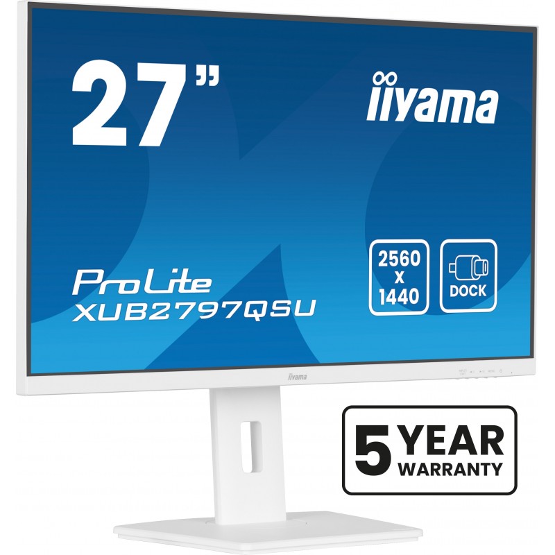 Iiyama ProLite XUB2797QSU-W2, 68,6 cm 27", 2560 x 1440 pixels, Quad HD, LED, 1 ms, Blanc