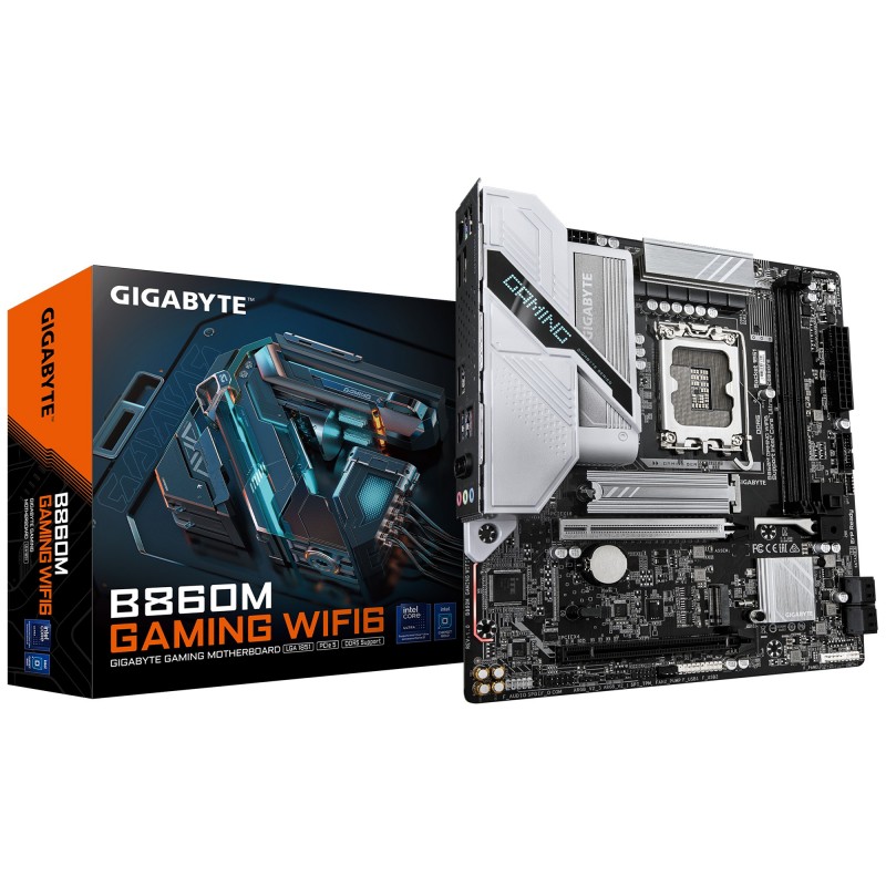 Gigabyte B860M GAMING WIFI6 Carte Mère - Intel Core Ultra Series CPUs, 8+1+2 Phases VRM, jusqu’à 9066MHz DDR5, 1xPCIe 5.0 + 1xPCIe 4.0 M.2, 2.5GbE LAN, WIFI 6, USB 3.2 Gen 1, Intel, LGA 1851 Socket V1, Intel Core Ultra série 1, Intel Core Ultra