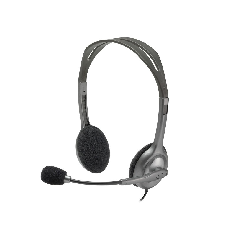 Logitech H110 headset, Avec fil, BureauCentre d'appels, 20 - 20000 Hz, 74 g, Casque, Gris, Gris foncé