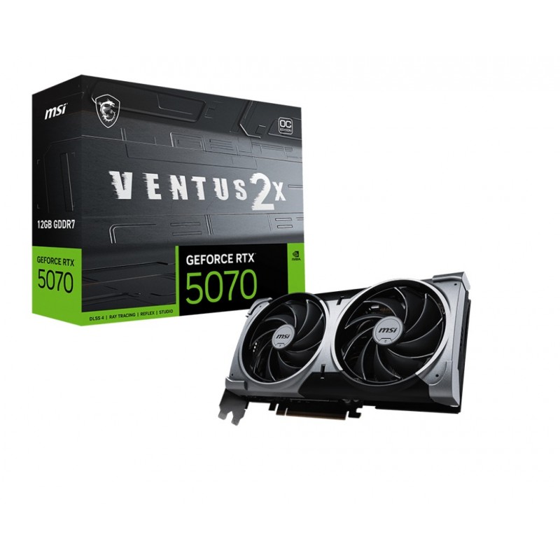 MSI GeForce RTX 5070 12G VENTUS 2X OC, GeForce RTX 5070, 12 Go, GDDR7, 192 bit, 7680 x 4320 pixels, PCI Express 5.0