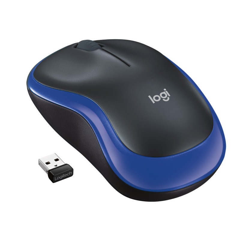 Logitech M185, Ambidextre, Optique, RF sans fil, 1000 DPI, Bleu