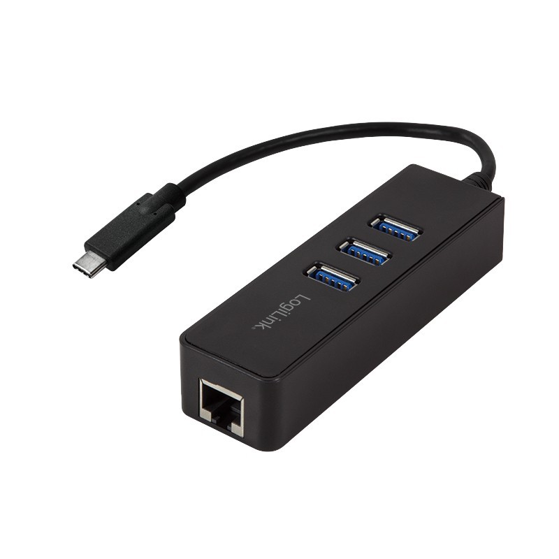 LogiLink UA0283, Avec fil, USB, Ethernet, 1000 Mbits, Noir