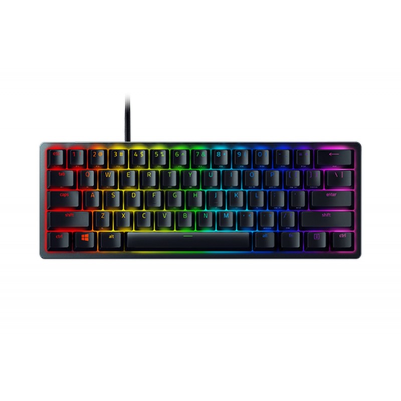 Razer Huntsman Mini, Avec fil, USB, Contacteur de touche opto-mécanique, QWERTZ, LED RGB, Noir