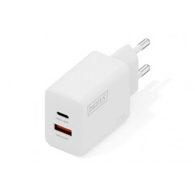 DIGITUS Chargeur USB GaN 30W, 1x USB-C, 1x USB-A, Intérieure, Secteur, Blanc