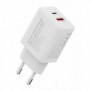 DIGITUS Chargeur USB GaN 30W, 1x USB-C, 1x USB-A, Intérieure, Secteur, Blanc