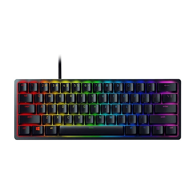 Razer Huntsman Mini Switch optique sonore Violet, Avec fil, USB, Contacteur de touche opto-mécanique, QWERTZ, LED RGB, Noir