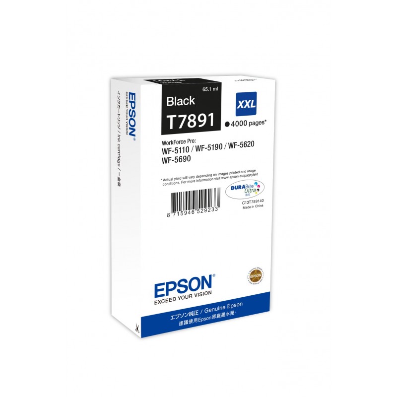 Epson Encre Noire XXL 4 000 p, Rendement extra élevé, Noir, Encre à pigments, 1 pièce