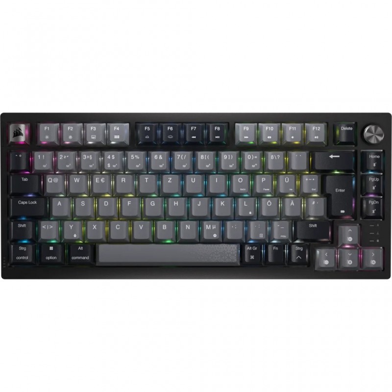 Corsair K65 PLUS WIRELESS 75 % RGB, 75%, Sans fil, FR sans fil +USB, Clavier mécanique, QWERTY, Noir