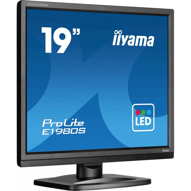 Iiyama ProLite E1980S-B1, 48,3 cm 19", 1280 x 1024 pixels, VGA, LED, 3 ms, Noir