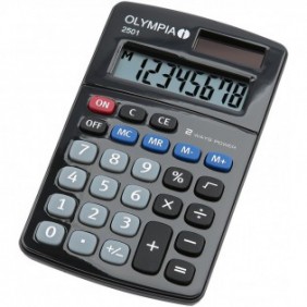 Olympia 2501, Bureau, Calculatrice basique, 8 chiffres, BatterieSolaire, Noir, Bleu, Gris