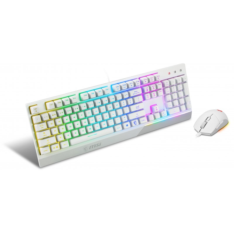 MSI S11-04DE305-CLA, Avec fil, USB, Clavier mécanique, QWERTZ, LED RGB, Blanc
