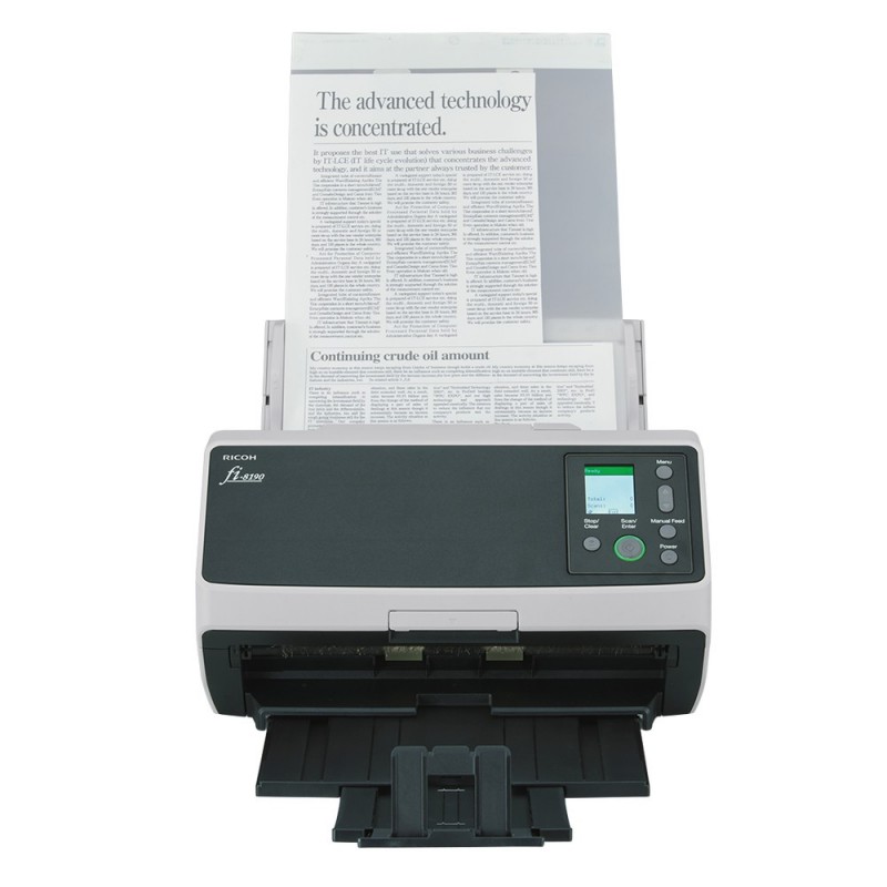 Fsas Technologies Ricoh fi-8190, 216 x 355,6 mm, 600 x 600 DPI, 90 ppm, Niveau de gris, Monochrome, Numériseur chargeur automatique de documents + chargeur manuel, Noir, Gris