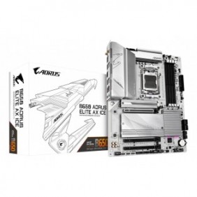 Gigabyte B650 AORUS ELITE AX ICE Carte mère - Compatible avec les processeurs AMD Ryzen 9000, VRM numérique 12+2+2 phases, jusqu'à 8000 MHz DDR5 , 1xPCIe 5.0 + 2xPCIe 4.0 M.2, Wi-Fi 6E, LAN 2.5GbE, USB 3.2 Gen 2x2, AMD, Emplacement AM5, AMD Ryzen 7000
