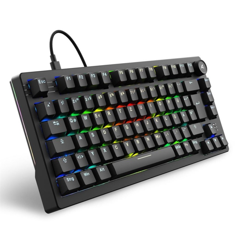 Sharkoon SGK25, 75%, Avec fil, USB, QWERTZ, LED RGB, Noir