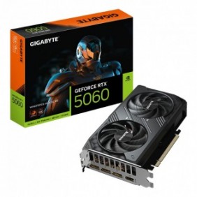 Gigabyte GeForce RTX 5060 WINDFORCE MAX OC 8G Carte Graphique – 8 Go GDDR7, 128 bits, PCI-E 5.0, 2512 MHz Fréquence du processeur, 3 x DisplayPort, 1 x HDMI, NVIDIA DLSS 4, GV-N5060WF2MAX OC-8GD, GeForce RTX 5060, 8 Go, GDDR7, 128 bit, 7680 x 4320