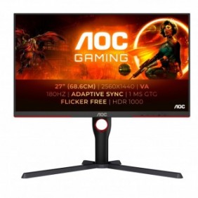 AOC G3 Q27G3XMNBK, 68,6 cm 27", 2560 x 1440 pixels, 2K Ultra HD, LED, 1 ms, Noir, Rouge