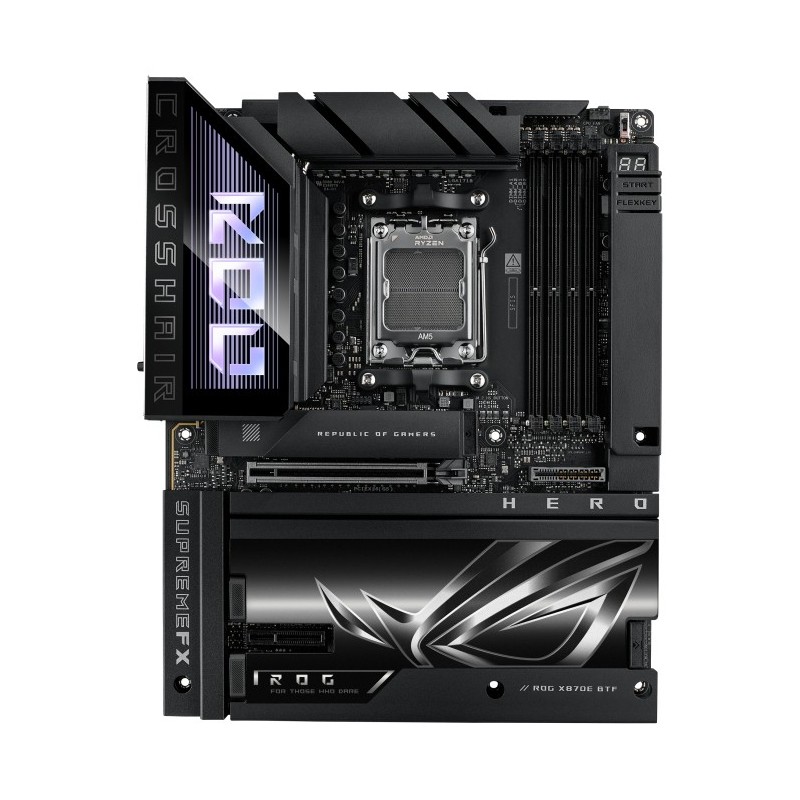 ASUS ROG CROSSHAIR X870E HERO BTF, AMD, Emplacement AM5, AMD Ryzen 7000 Series, AMD Ryzen 8000 Series, AMD Ryzen 9000 Series, DDR5-SDRAM, 256 Go, DIMM